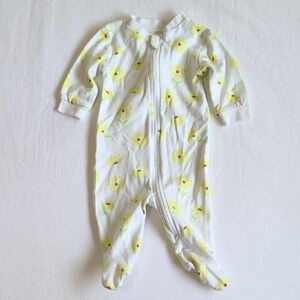 george floral white cotton 2-way zipper footie sleeper pajamas 0-3 months baby
